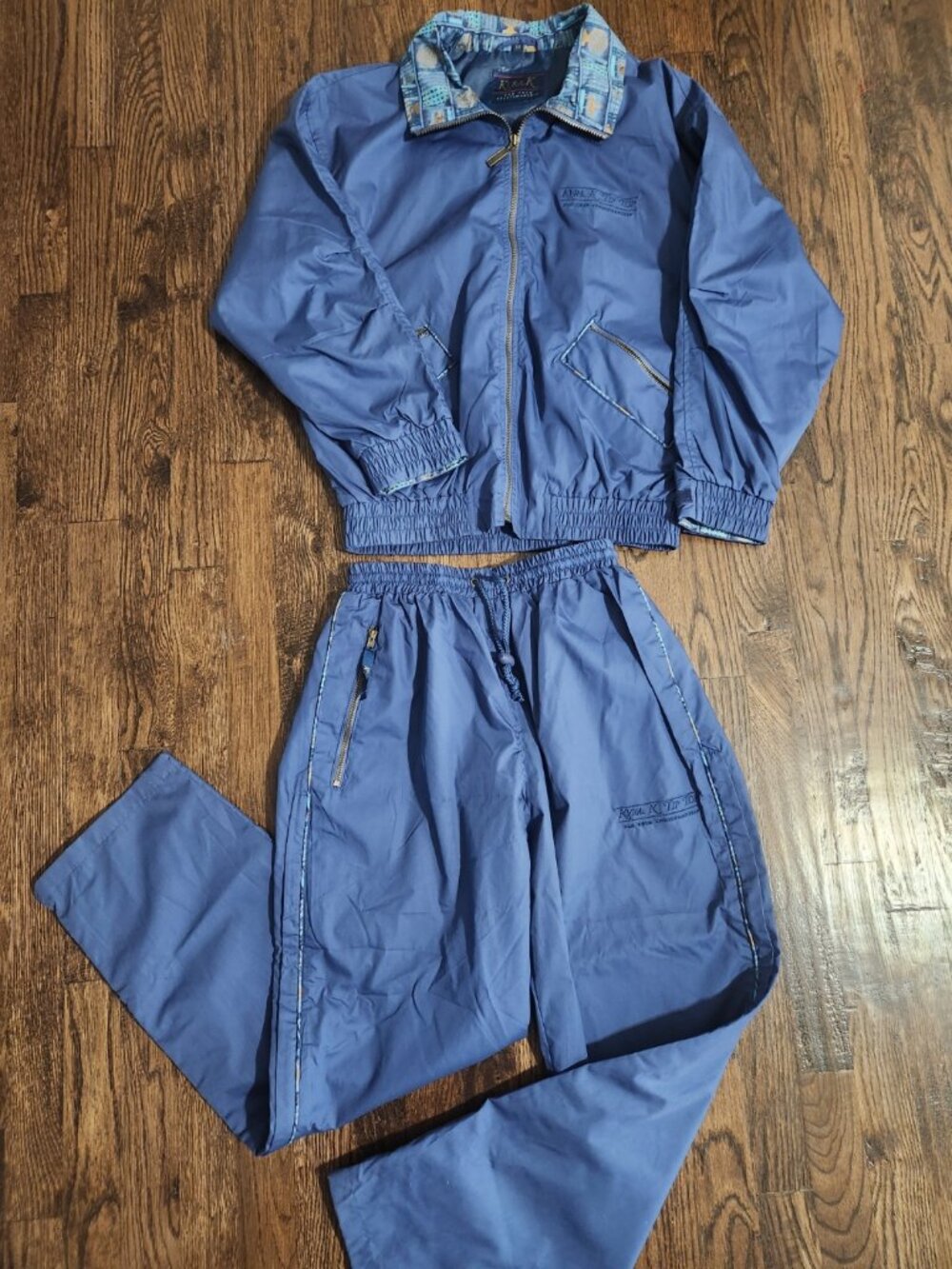 Kyra K Women’s Vintage Windbreaker Jacket & Pants Set Equestrian Print size XS